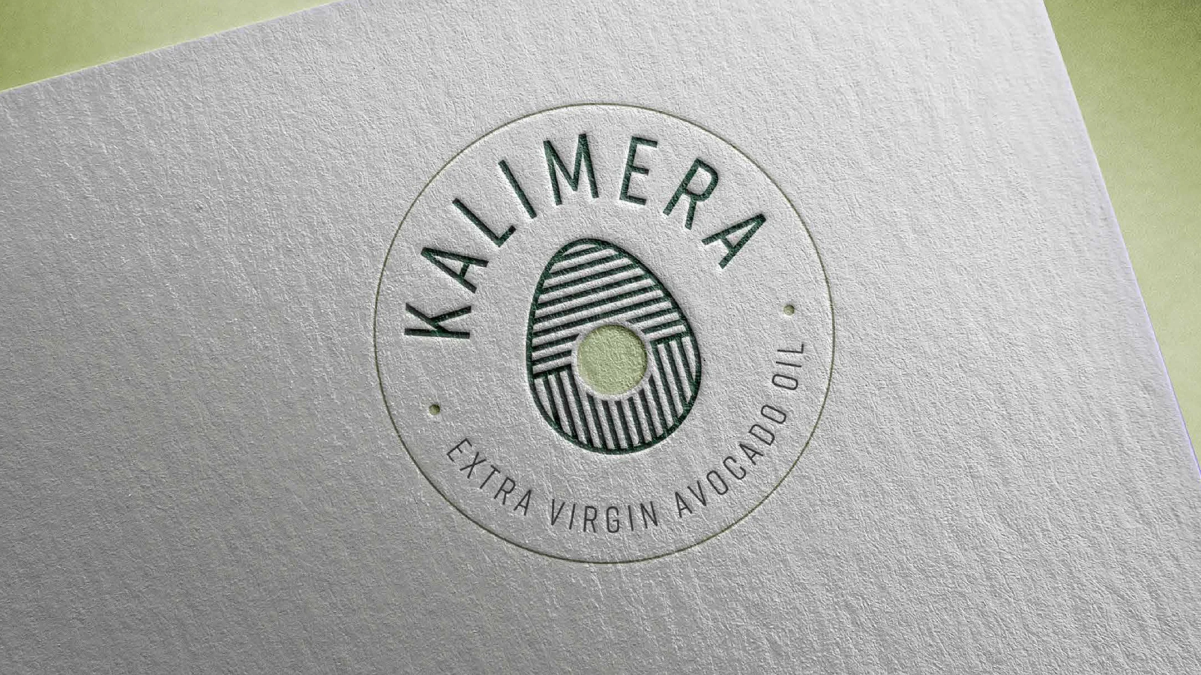 Kalimera – logotipo en relieve sobre papel