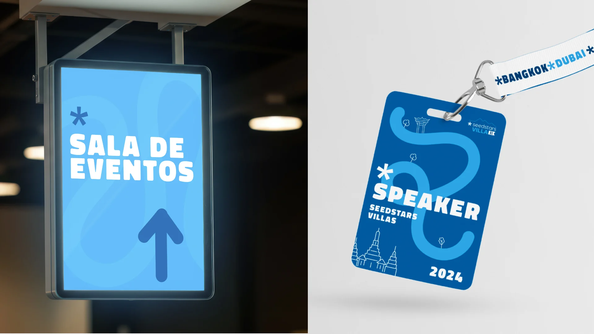Villas Seedstars – señalética y escarapela de speaker