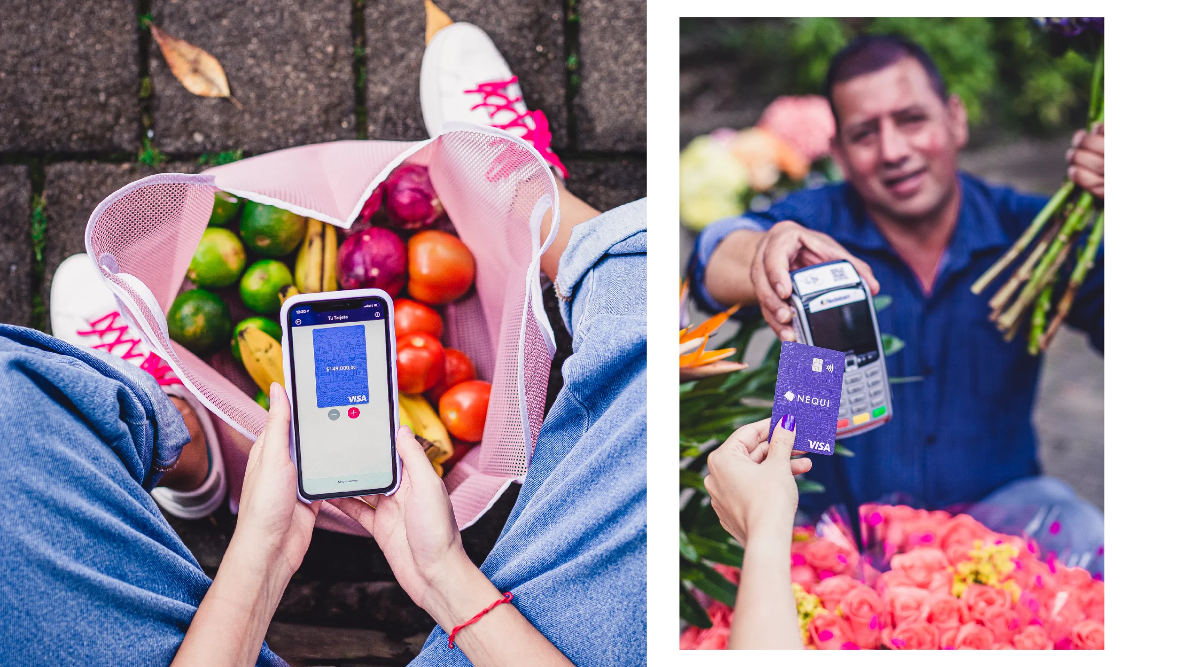 Tarjeta Nequi en uso – compras en el mercado con la tarjeta